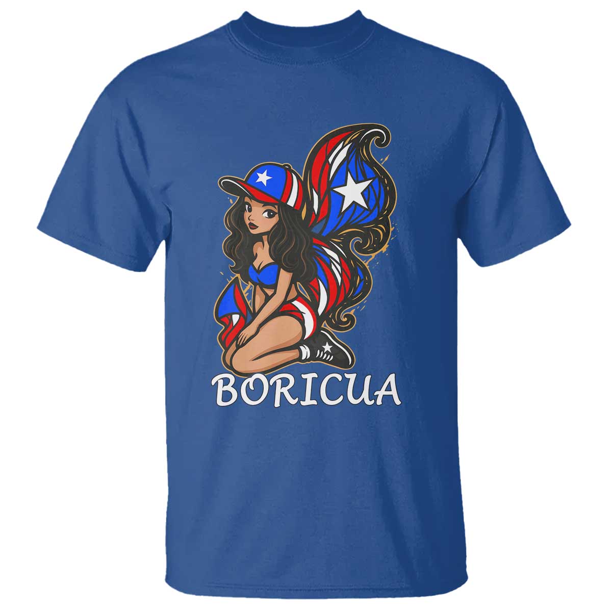 Puerto Rico Pin Up Girl T Shirt Taino Boricua Puerto Rican Flag TS10 Royal Blue Print Your Wear