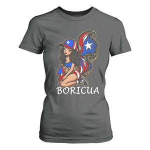 Puerto Rico Pin Up Girl T Shirt For Women Taino Boricua Puerto Rican Flag TS10 Dark Heather Print Your Wear