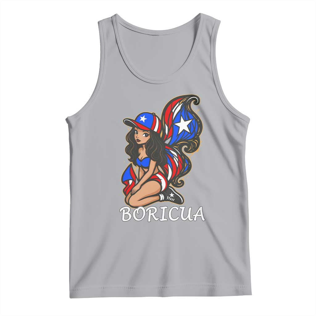 Puerto Rico Pin Up Girl Tank Top Taino Boricua Puerto Rican Flag TS10 Athletic Heather Print Your Wear