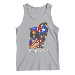 Puerto Rico Pin Up Girl Tank Top Taino Boricua Puerto Rican Flag TS10 Athletic Heather Print Your Wear