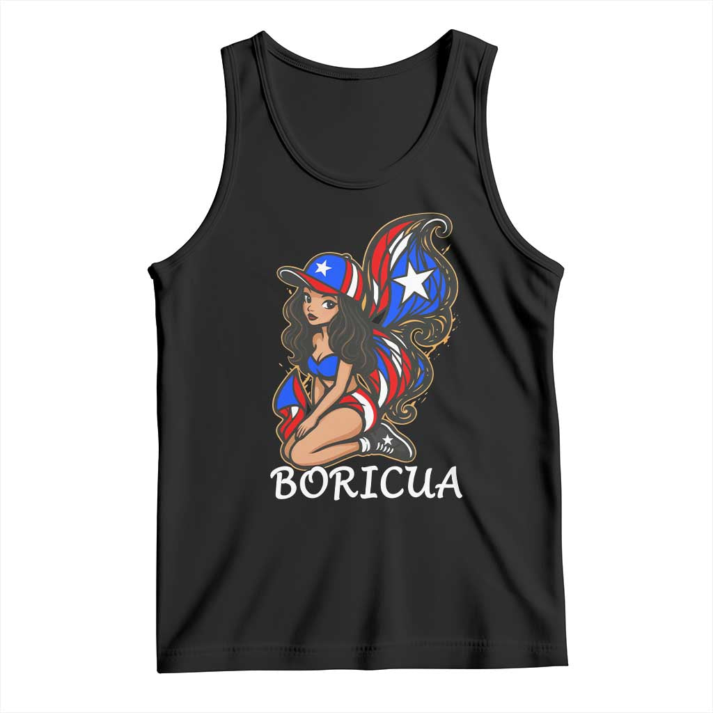 Puerto Rico Pin Up Girl Tank Top Taino Boricua Puerto Rican Flag TS10 Black Print Your Wear