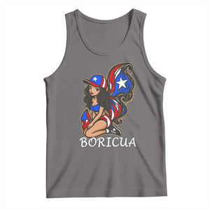 Puerto Rico Pin Up Girl Tank Top Taino Boricua Puerto Rican Flag TS10 Deep Heather Print Your Wear