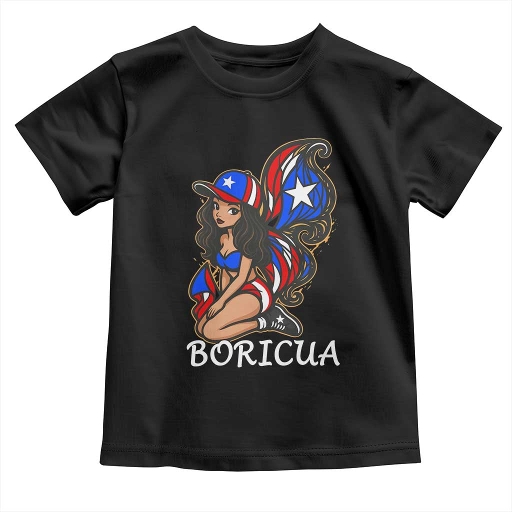 Puerto Rico Pin Up Girl Toddler T Shirt Taino Boricua Puerto Rican Flag TS10 Black Print Your Wear