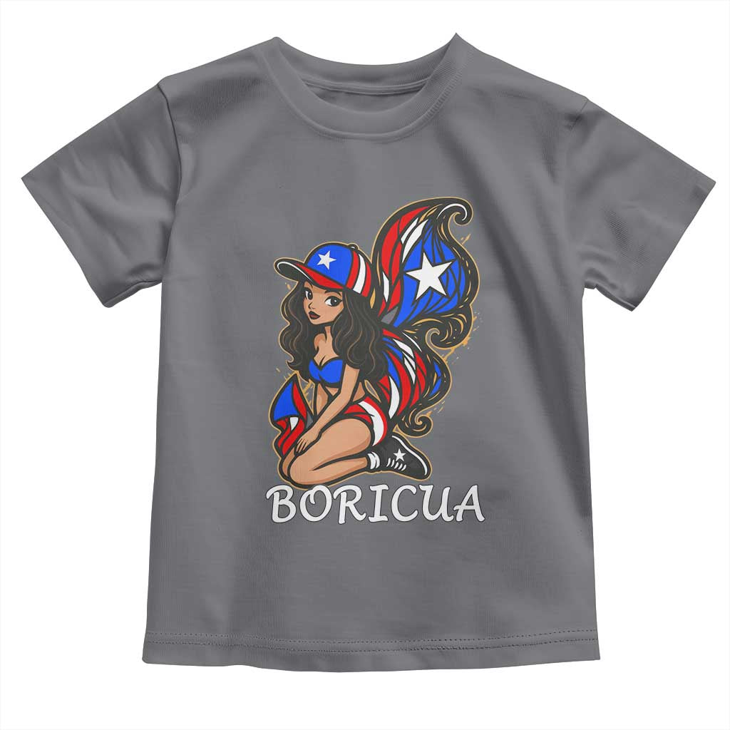 Puerto Rico Pin Up Girl Toddler T Shirt Taino Boricua Puerto Rican Flag TS10 Charcoal Print Your Wear