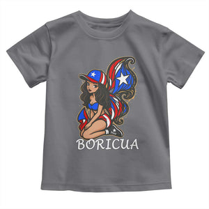 Puerto Rico Pin Up Girl Toddler T Shirt Taino Boricua Puerto Rican Flag TS10 Charcoal Print Your Wear