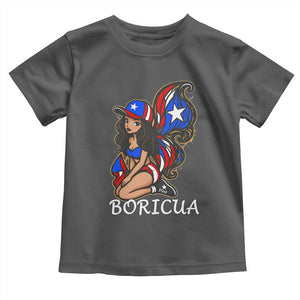 Puerto Rico Pin Up Girl Toddler T Shirt Taino Boricua Puerto Rican Flag TS10 Dark Heather Print Your Wear