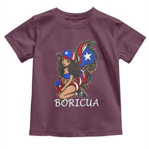 Puerto Rico Pin Up Girl Toddler T Shirt Taino Boricua Puerto Rican Flag TS10 Maroon Print Your Wear