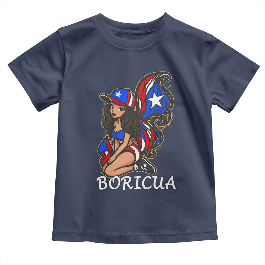 Puerto Rico Pin Up Girl Toddler T Shirt Taino Boricua Puerto Rican Flag TS10 Navy Print Your Wear