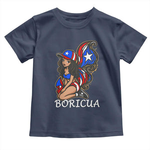 Puerto Rico Pin Up Girl Toddler T Shirt Taino Boricua Puerto Rican Flag TS10 Navy Print Your Wear