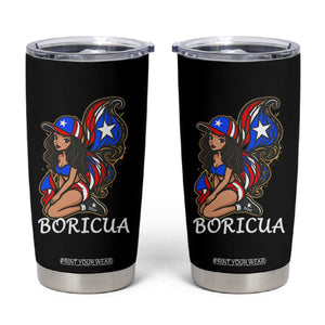 Puerto Rico Pin Up Girl Tumbler Cup Taino Boricua Puerto Rican Flag TS10 Black Print Your Wear