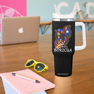 Puerto Rico Pin Up Girl Tumbler With Handle Taino Boricua Puerto Rican Flag TS10 Print Your Wear