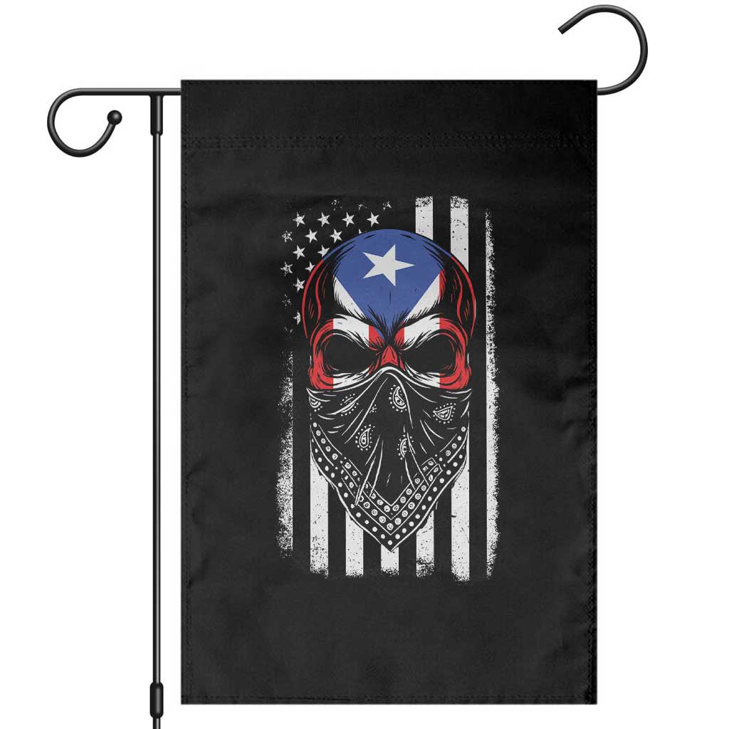 Skull Puerto Rican American Flag Garden Flag With Bandana TS10 Black Print Your Wear