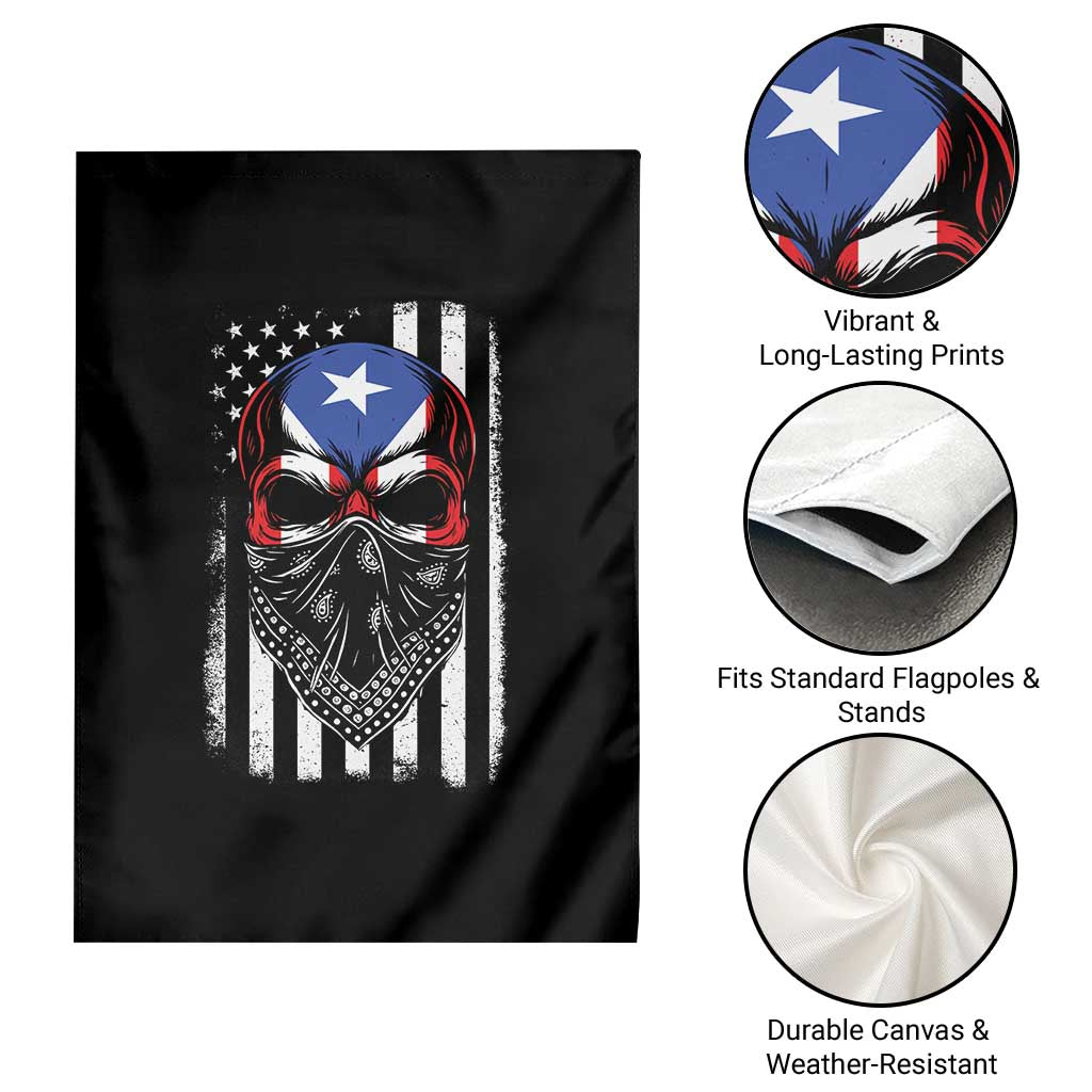 Skull Puerto Rican American Flag Garden Flag With Bandana TS10 Print Your Wear