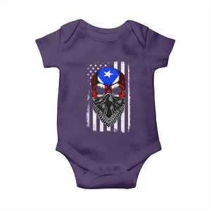 Skull Puerto Rican American Flag Baby Onesie With Bandana TS10 Purple Print Your Wear