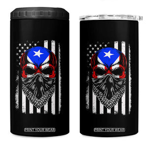 Skull Puerto Rican American Flag 4 in 1 Can Cooler Tumbler With Bandana TS10 One Size: 16 oz Black Print Your Wear