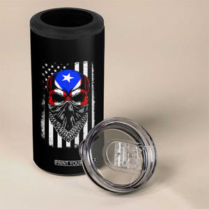 Skull Puerto Rican American Flag 4 in 1 Can Cooler Tumbler With Bandana TS10 Print Your Wear