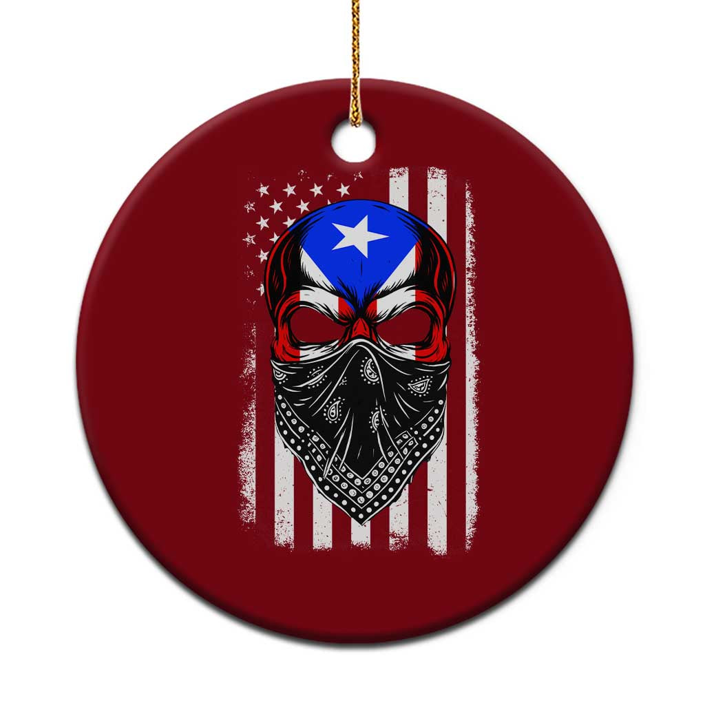 Skull Puerto Rican American Flag Ceramic Ornament With Bandana TS10 1pc Red Print Your Wear