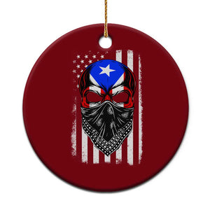 Skull Puerto Rican American Flag Ceramic Ornament With Bandana TS10 1pc Red Print Your Wear