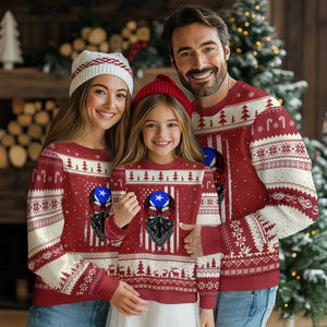 Skull Puerto Rican American Flag Ugly Christmas Sweater With Bandana TS10 Red Beige Print Your Wear