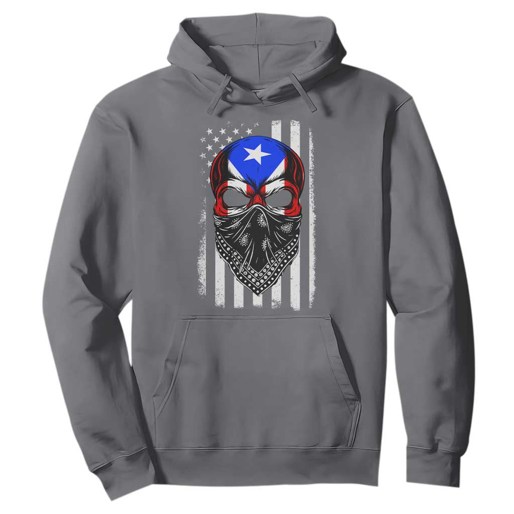 Skull Puerto Rican American Flag Hoodie With Bandana TS10 Charcoal Print Your Wear
