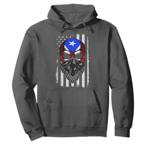 Skull Puerto Rican American Flag Hoodie With Bandana TS10 Dark Heather Print Your Wear