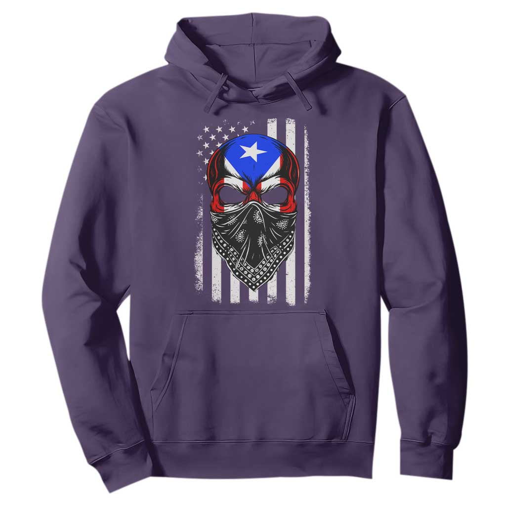 Skull Puerto Rican American Flag Hoodie With Bandana TS10 Purple Print Your Wear