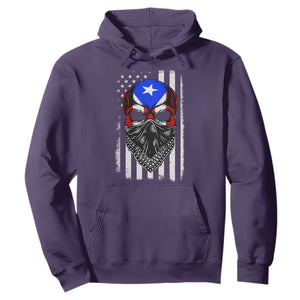 Skull Puerto Rican American Flag Hoodie With Bandana TS10 Purple Print Your Wear