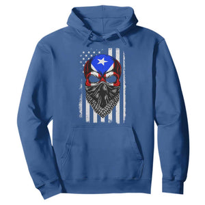 Skull Puerto Rican American Flag Hoodie With Bandana TS10 Royal Blue Print Your Wear