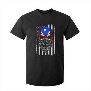 Skull Puerto Rican American Flag T Shirt For Kid With Bandana TS10 Black Print Your Wear