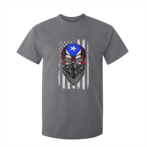Skull Puerto Rican American Flag T Shirt For Kid With Bandana TS10 Charcoal Print Your Wear