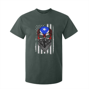 Skull Puerto Rican American Flag T Shirt For Kid With Bandana TS10 Dark Forest Green Print Your Wear