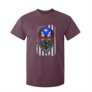 Skull Puerto Rican American Flag T Shirt For Kid With Bandana TS10 Maroon Print Your Wear
