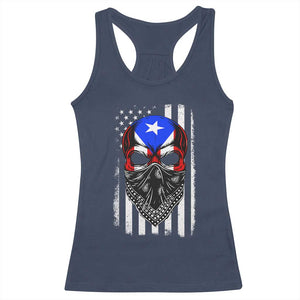 Skull Puerto Rican American Flag Racerback Tank Top With Bandana TS10 Navy Print Your Wear