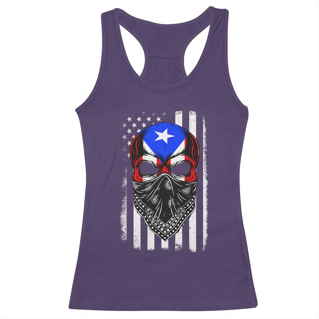 Skull Puerto Rican American Flag Racerback Tank Top With Bandana TS10 Purple Print Your Wear