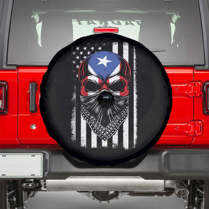 Skull Puerto Rican American Flag Spare Tire Cover With Bandana TS10 Black Print Your Wear