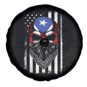 Skull Puerto Rican American Flag Spare Tire Cover With Bandana TS10 Print Your Wear
