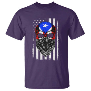 Skull Puerto Rican American Flag T Shirt With Bandana TS10 Purple Print Your Wear