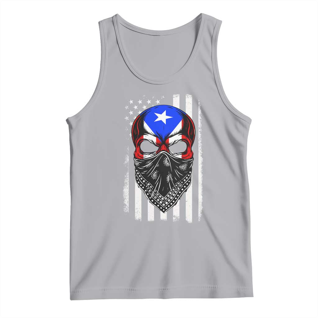 Skull Puerto Rican American Flag Tank Top With Bandana TS10 Athletic Heather Print Your Wear