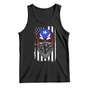Skull Puerto Rican American Flag Tank Top With Bandana TS10 Black Print Your Wear