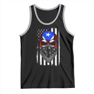 Skull Puerto Rican American Flag Tank Top With Bandana TS10 Black Athletic Heather Print Your Wear