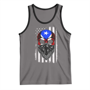 Skull Puerto Rican American Flag Tank Top With Bandana TS10 Deep Heather Black Print Your Wear