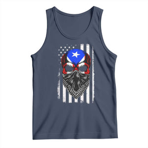 Skull Puerto Rican American Flag Tank Top With Bandana TS10 Navy Print Your Wear
