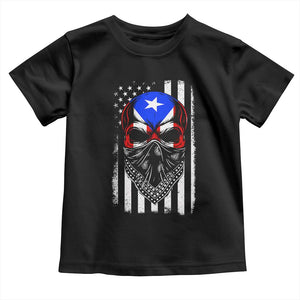 Skull Puerto Rican American Flag Toddler T Shirt With Bandana TS10 Black Print Your Wear