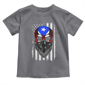 Skull Puerto Rican American Flag Toddler T Shirt With Bandana TS10 Charcoal Print Your Wear
