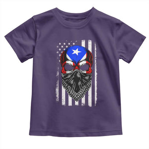 Skull Puerto Rican American Flag Toddler T Shirt With Bandana TS10 Purple Print Your Wear