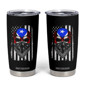 Skull Puerto Rican American Flag Tumbler Cup With Bandana TS10 Black Print Your Wear