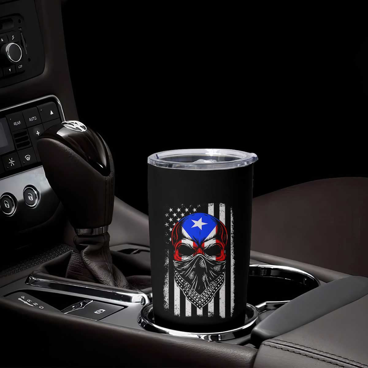 Skull Puerto Rican American Flag Tumbler Cup With Bandana TS10 Print Your Wear