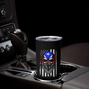 Skull Puerto Rican American Flag Tumbler Cup With Bandana TS10 Print Your Wear