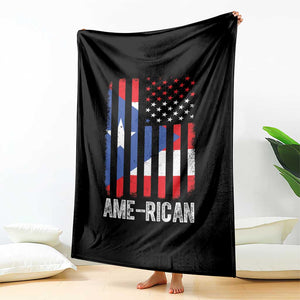 Puerto Rican American Flag Throw Blanket AME-RICAN Boricua Pride TS10 Print Your Wear