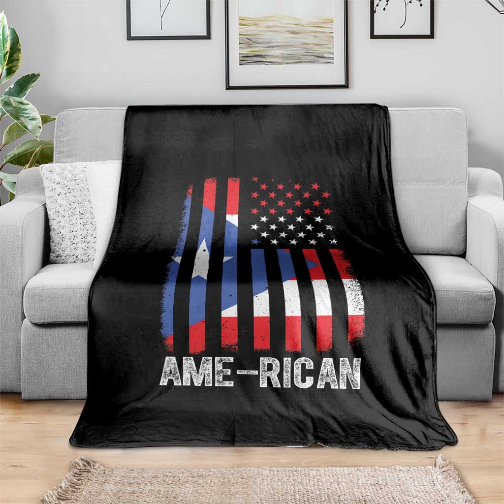 Puerto Rican American Flag Throw Blanket AME-RICAN Boricua Pride TS10 Print Your Wear